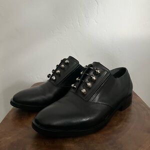 Balenciaga silver stud black leather oxford loafer sz 38.5 US 7 / 7.5